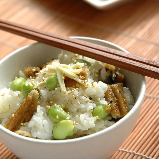 うなぎと枝豆のまぜご飯。