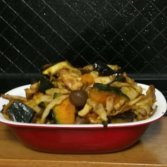 お豆腐3丁分の麻婆豆腐とキノコとカボチャの炒め物