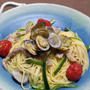 あさりと夏野菜のあっさりパスタ☆イタリア国旗カラーのペペロン風味♪