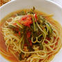 春菊トマトの和なパスタ