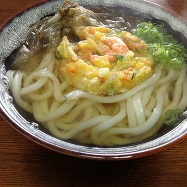 冷凍ちびかき揚げで「天昆布うどん」