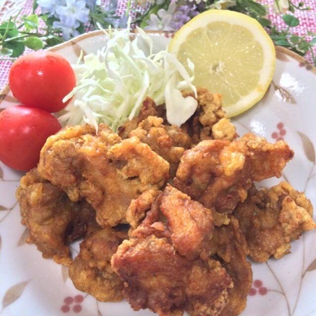 暑い日にぴったり、カレー味のから揚げ、なすのかば焼き