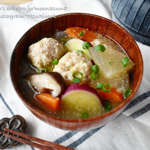 コクうま♪沁み渡るスープ♪【鶏団子のごま味噌スープ】#おかずスープ #栄養満点