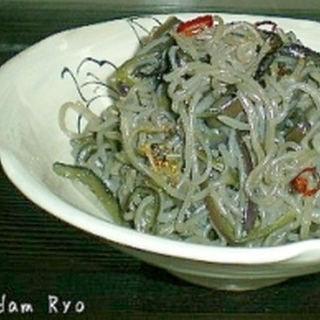 茄子の皮と白滝のきんぴら