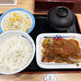 "松屋風"ロモサルタード2枚盛の並盛と生野菜を食べる 〜松屋〜