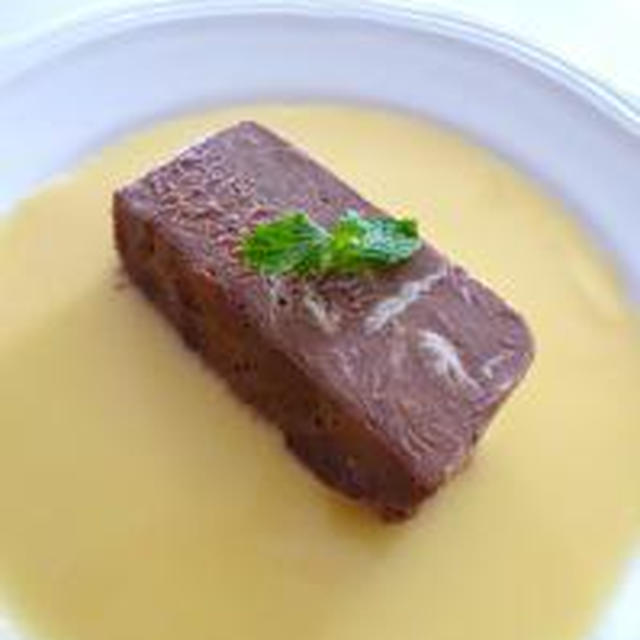 Frozen Chocolate Cake with Sauce Anglais