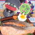 鮭ソテーのネギニラタルタル添え＆さつま芋とキムチのサラダ（お家カフェ）
