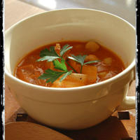 豆とごぼうの酒かすトマトスープ