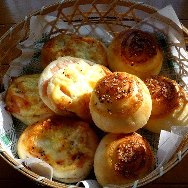 定番☆ハムチーズパンandぐるぐる◎マヨチーズパン