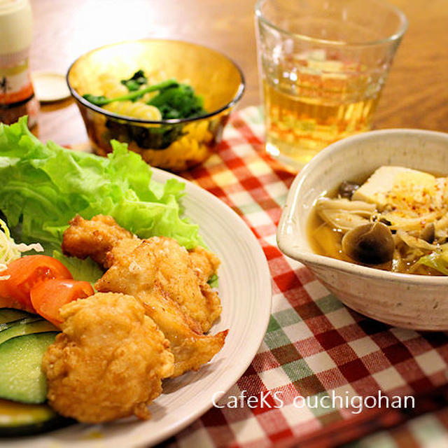 オイスターソースで味付けしたから揚げで晩ごはん