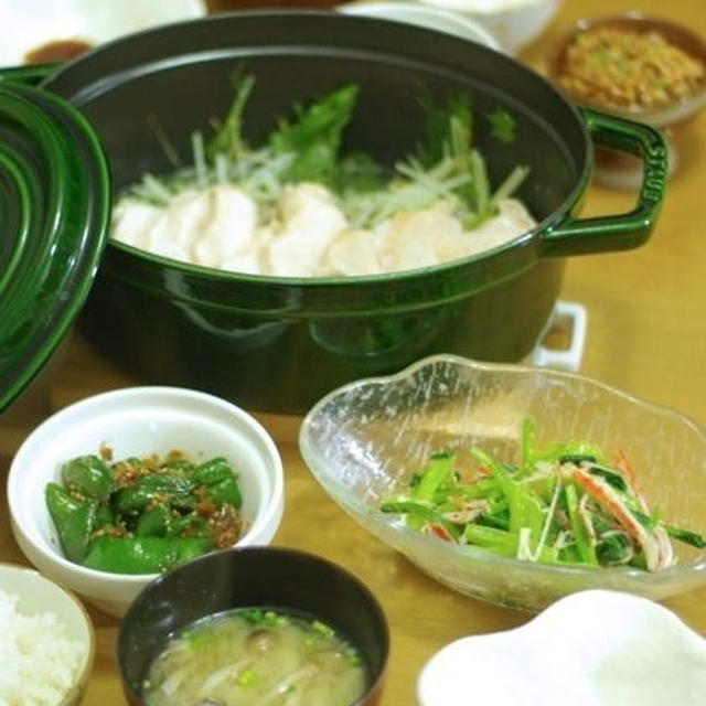 ストウブで、鶏肉と水菜の塩麹蒸し♪