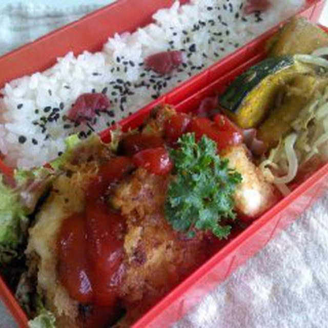 レシピ鶏ムネ肉でカツ弁当