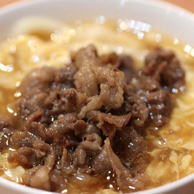 丸亀製麺を真似して作ってみました＼(^o^)／玉子あんかけ肉うどん♪