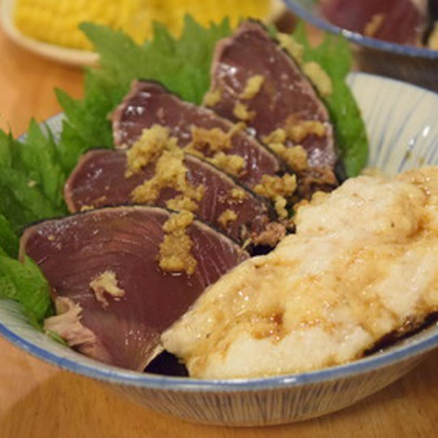 カツオのたたきと、海苔、大葉、とろろで作る丼が美味い。しょうが醤油で食べるトモショク｜パパの料理塾7期生7月10日（水）開講　