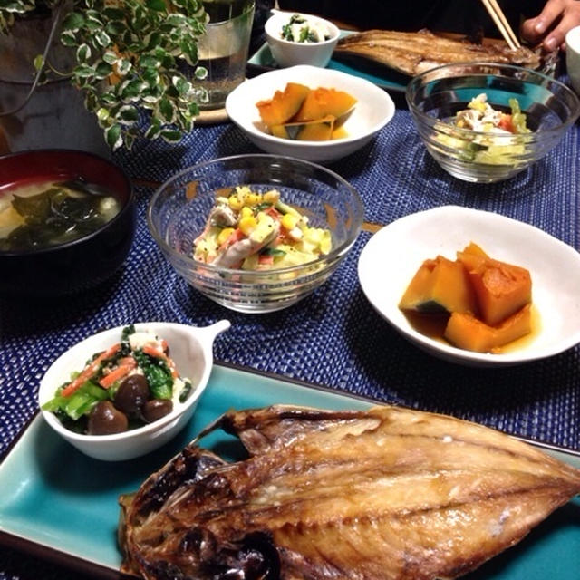 キャベツとささみのうまうまサラダ♪レンジde簡単かぼちゃ煮♪…まごはやさしい和食な晩ごはん♡