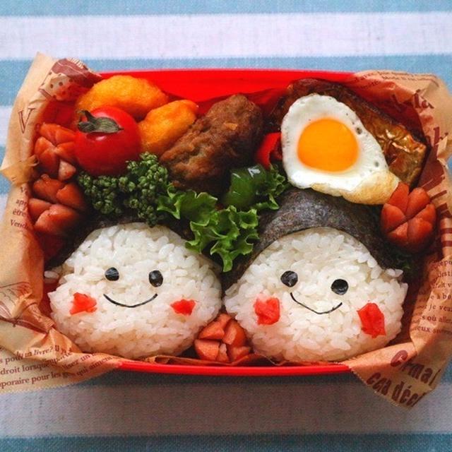運動会前日弁当＊顔むすび弁当