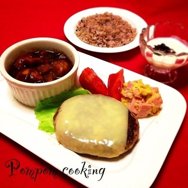 チーズハンバーグとビーフシチュー