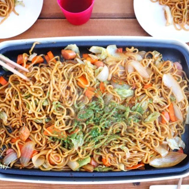 ホットプレートで太麺焼きそば＊訂正した箇所