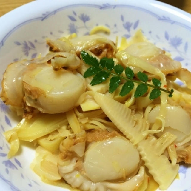 筍の姫皮とホタテの和え物＆庭のつつじ♪