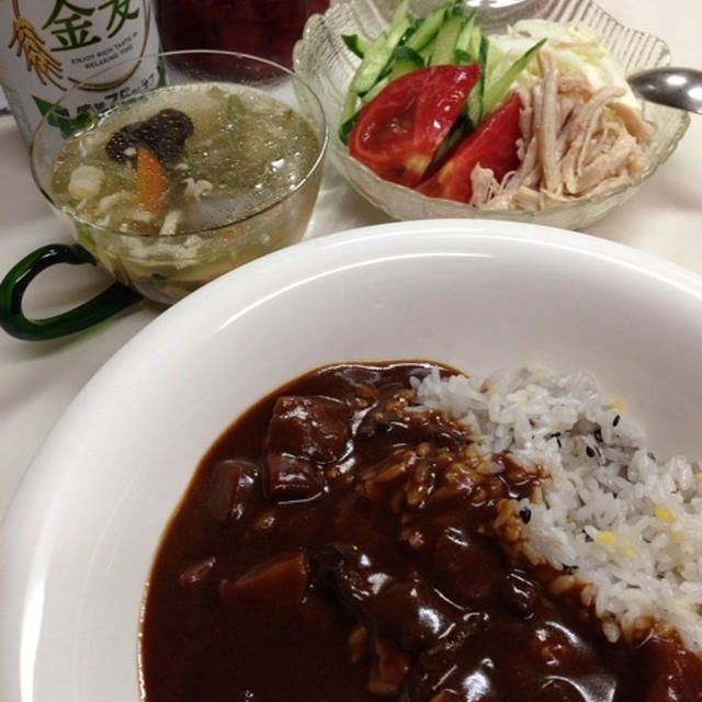 今日の夜ご飯：レトルトカレー・・・他