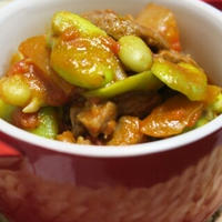 『牛肉と豆のトマト煮込み』～カレー風味～　(レシピあり)