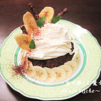 電子レンジでふんわり★『バナナ・ショートケーキになったホットケーキミックス』