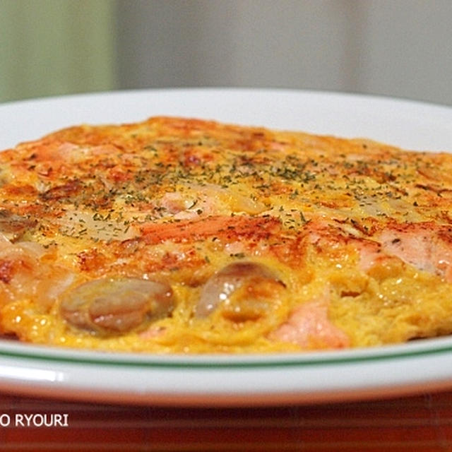 サーモンのスペイン風オムレツと「ホタテのガーリックオイル焼き」