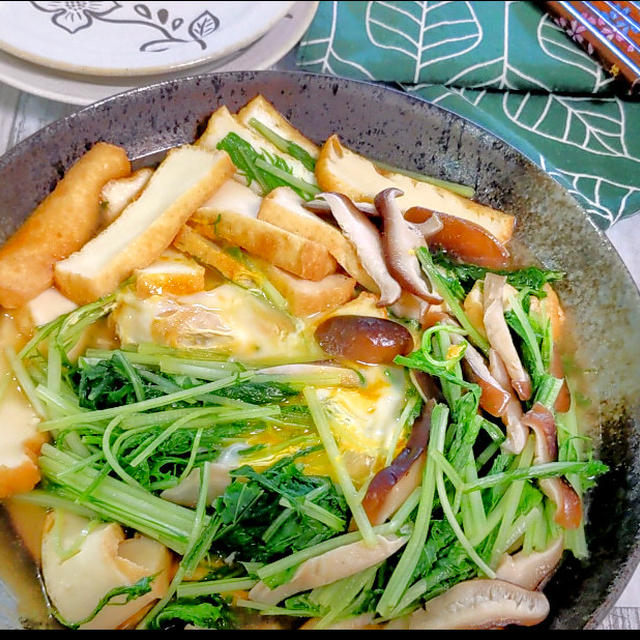 【水菜の煮びたし】鍋料理の材料で簡単煮びたし。