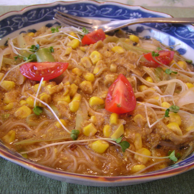 トウモロコシの味噌にゅうめん
