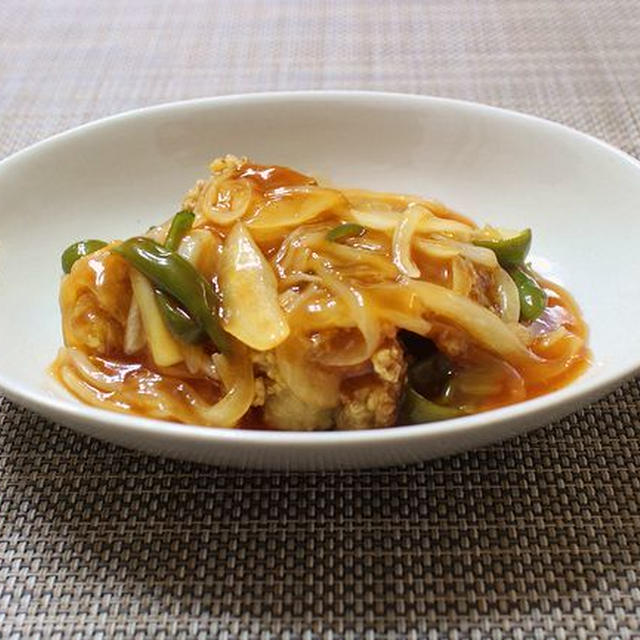 新玉ねぎが美味しい鶏から揚げの甘酢あんかけ