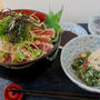 マグロのヅケ丼 & 牛肉の生姜とオイスターソース炒め　　5・14・2013