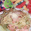 ジュノベーゼパスタ＆水菜と油揚げの生姜サラダ（お家カフェ）