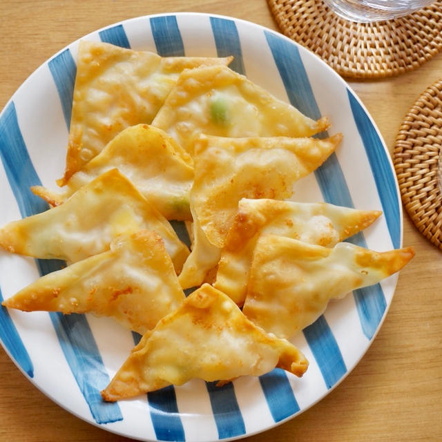 オンライン飲み会のお供♡エビチーズ揚げワンタンｰ簡単おつまみ✻タパス