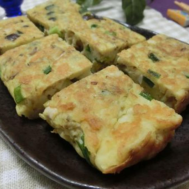 ポリ袋からの玉子焼き器☆　ふわふわはんぺんきのこの玉子焼き