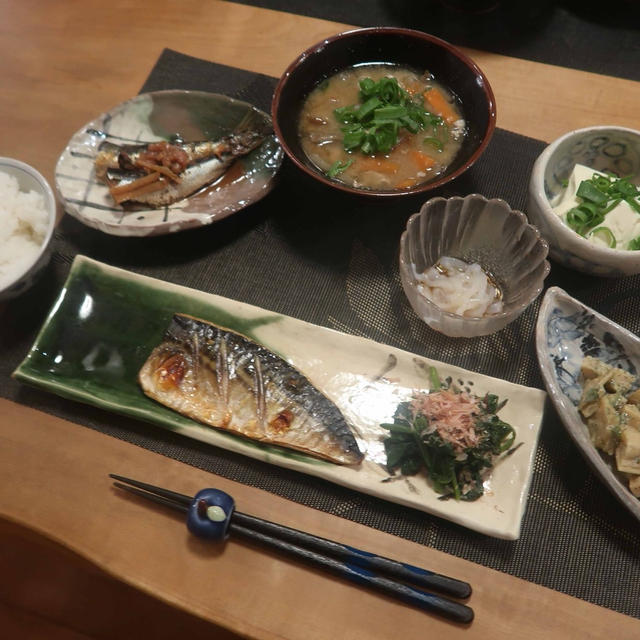 塩鯖＆鰯の梅煮で”さかなさかなさかな～♪”の晩ご飯 と シラー・カンパニュラータの花♪