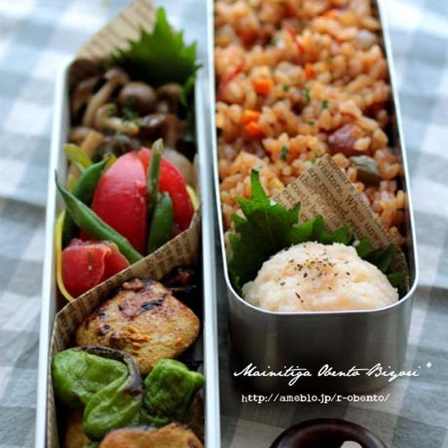 ジャンバラヤとタンドリーチキンのお弁当～パパのお弁当～
