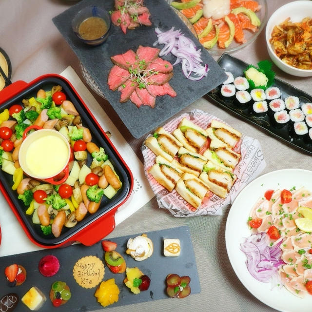 我が家でホムパ♡ホットプレートチーズフォンデュ