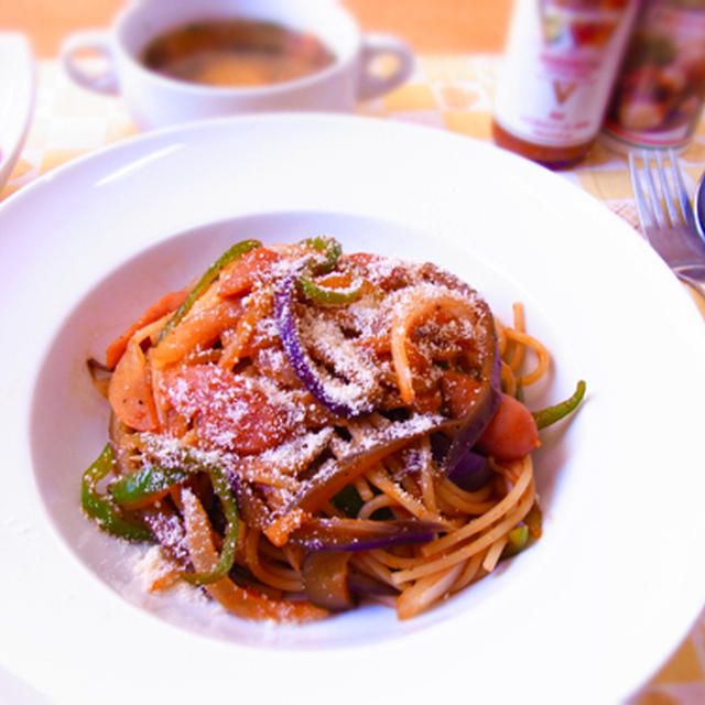 糖質制限! ナスの麺もどきナポリタン