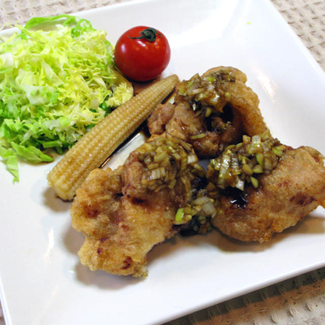 ■鶏肉の竜田揚げ　甘酢しょうゆがけ