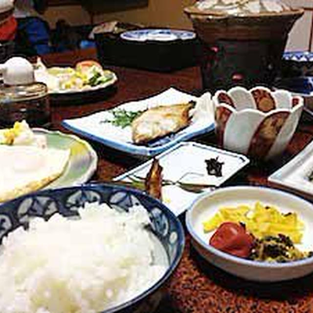 【岩井温泉】花屋旅館　朝食 　エテガレイと米が美味しい　山陰海岸ジオパーク女子旅③