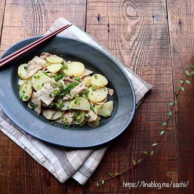 豚バラとじゃがいものねぎ塩炒め♡【#簡単レシピ#おかず】