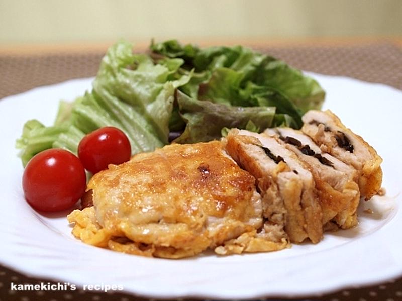鶏ささみ肉のしそ昆布ピカタと「チーズ風味の豆腐の洋風白和え」