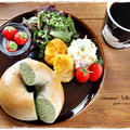 抹茶ベーグルで朝ごはん by おがわひろこさん