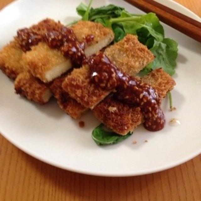 高野豆腐のカツとシャキシャキ蓮根のきんぴら