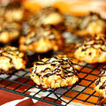 Chololate Drizzled Coconut Macaroon with White Chocolate & Almond