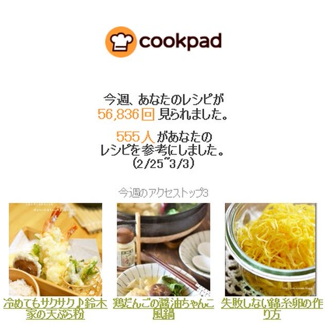 クックパッドさんの週間レポート