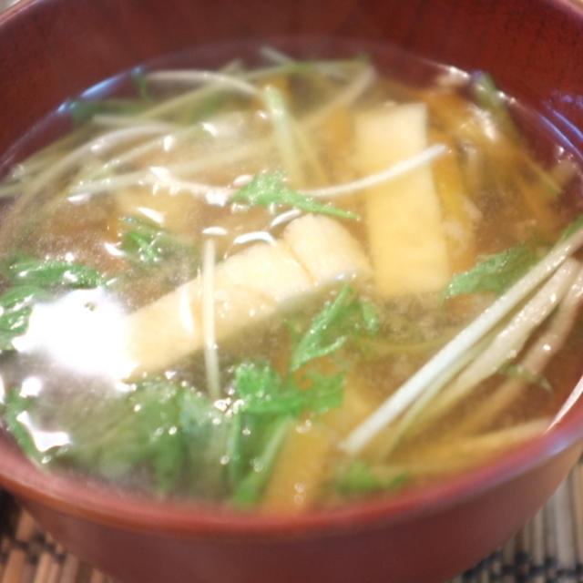 北海道上陸！！！　話題のレシピ入り☆感謝♪『水菜と油揚げのお味噌汁』