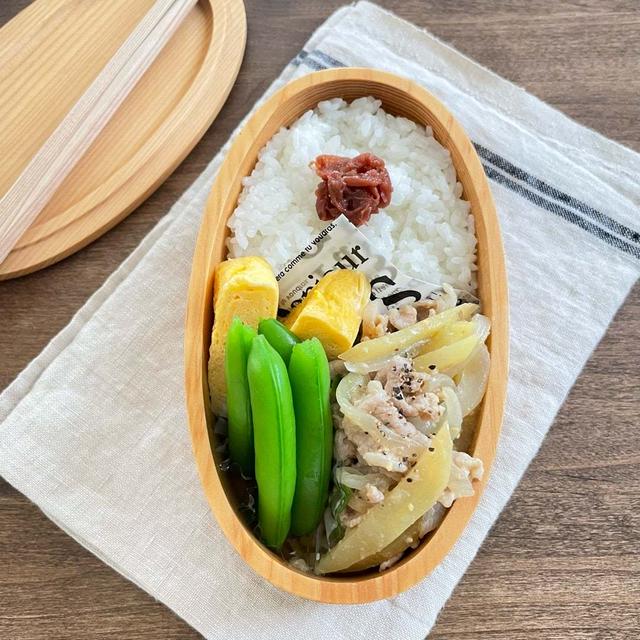 今日のわっぱ弁当〝スナップエンドウの塩茹でっておかずにカウントしていい？〟