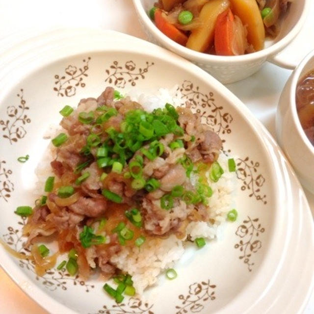 豚丼で晩御飯 お弁当