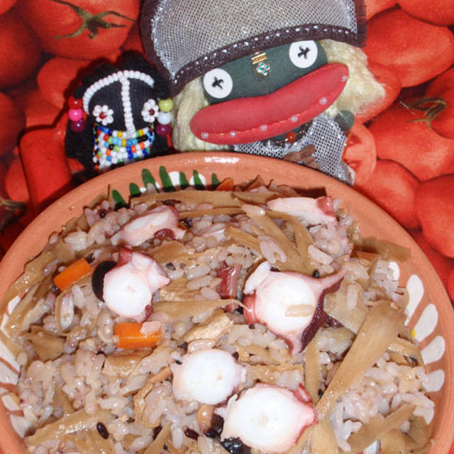 たこご飯と里芋と胡桃のオイスターサラダ（お家カフェ）